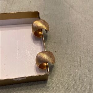 Gold Textured Dome Half-Hoop Earrings - Women Jewelry